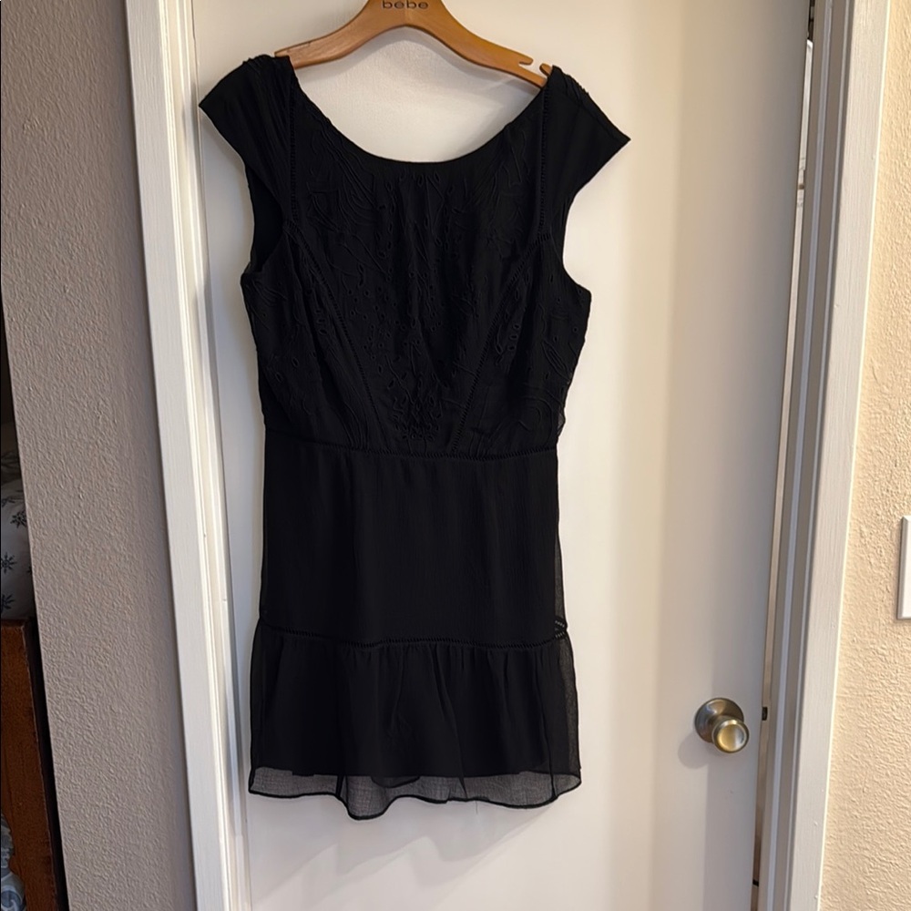 Kimchi Blue Black Sheath Mini Dress with Flutter Cap Sleeves